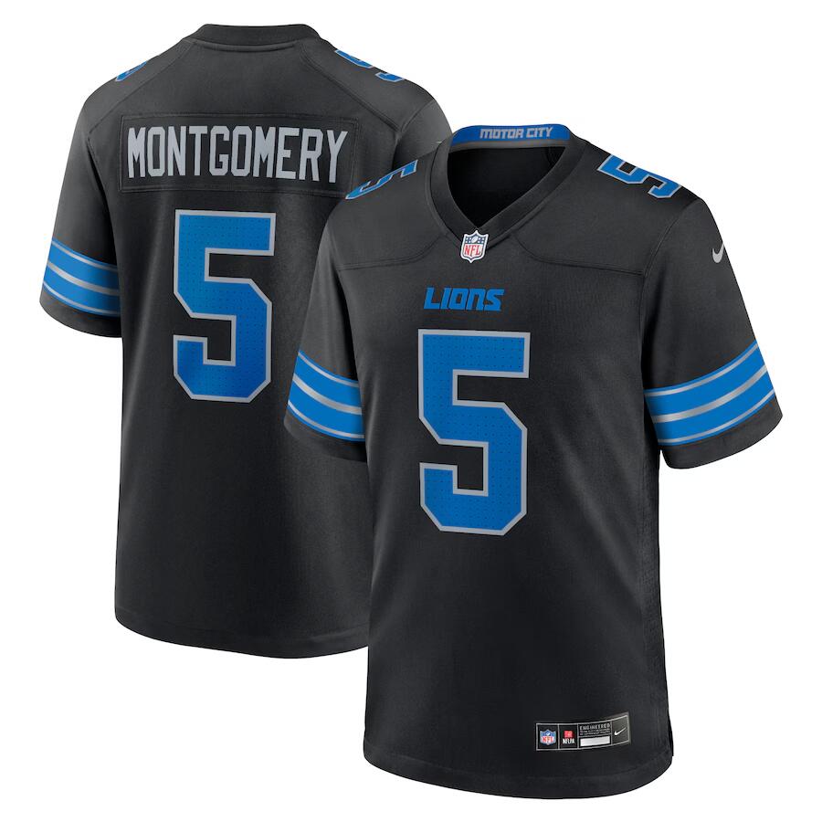 Men's Detroit Lions #5 David Montgomery Black 2nd Alternate Stitched Game Jersey